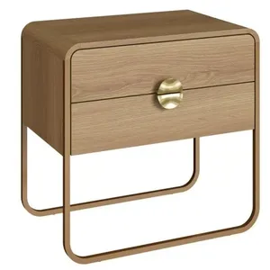 Mesa de Cabeceira Luna 2 Gavetas MDF Contemporâneo Amadeirado Hanover