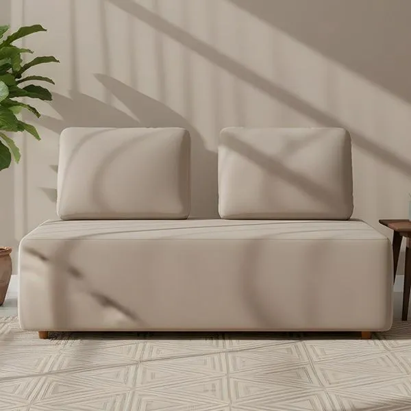 Sofá 2 Lugares 148cm Sala De Estar Rovier Veludo Bege Z32 - Mpozenato