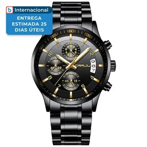 Relógio Masculino Cronógrafo CRRJU Preto/Dourado CJ2214BKG A-MBI