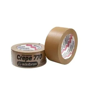 Fita Adesiva Crepe Corrugada Adelbras 770 para Embalagem e Mascaramento 48mm X 50m Marrom Kraft Fita Adesiva Crepe Corrugada Adelbras 770 48mm X 50m para Fechamento de Embalagens Marrom Kraft