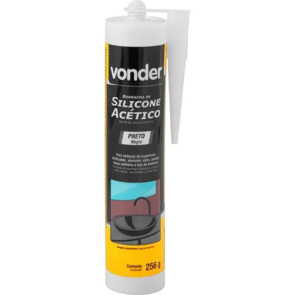 Borracha de silicone acético preto 256g (embalagem com 24 unidades) VONDER