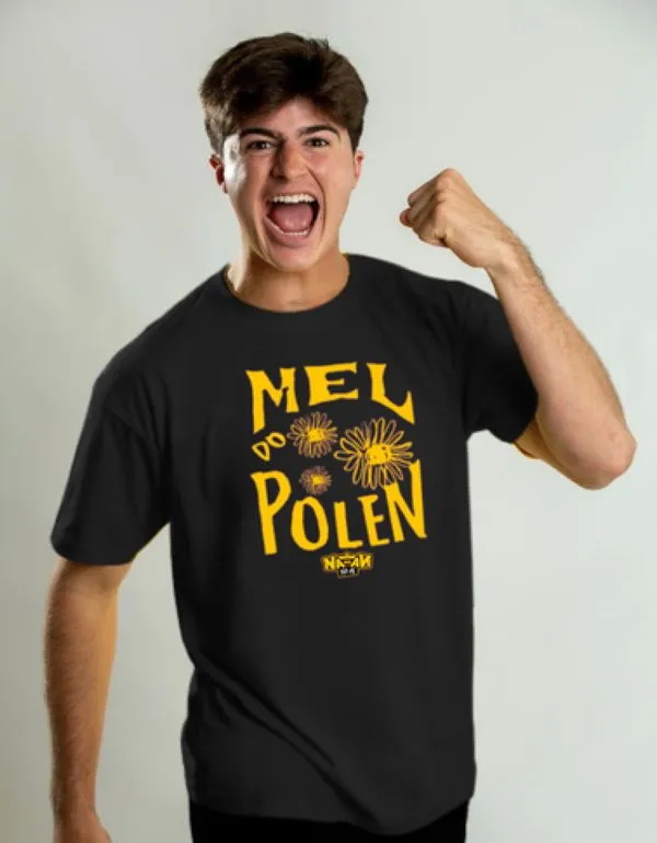 Camiseta Algodão Preta Manga Curta Natan Por Aí Mel do Polen 14 / Preto