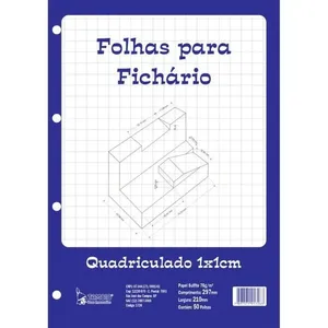 BLOCO PARA FICHARIO UNIVERSIT. QUADRICULADO BRANCO 1X1CM 50F.