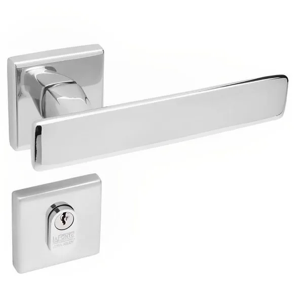 Conjunto De Fechadura 751 Em Zamac Externa St2-55 Roseta 333 De Inox Cromado - 47061008-2 - La Fonte