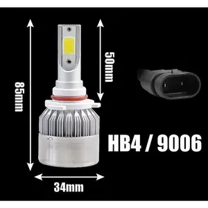 Par de Lâmpadas Automotivas LED para Farol C6 Super Led 6000K HB4 9006 12V a 24V Alta Luminosidade Bivolt OEM Par de Lâmpadas Automotivas LED para Farol C6 Super Led 6000K HB4 9006 Bivolt 12V a 24V OEM