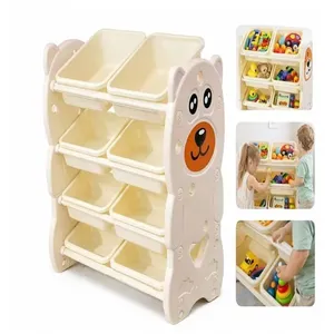 Estante Organizadora Infantil Ursinho com 8 Cestos Porta Brinquedos e Livros Multiuso Yeet Estante Infantil Ursinho Organizadora com 8 Cestos para Brinquedos e Livros Yeet