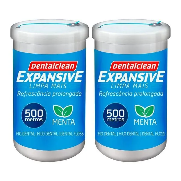 Kit 2 Fio Dental 500m Fita Larga Expansive Menta Dentalclean