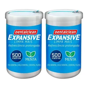 Kit 2 Fio Dental 500m Fita Larga Expansive Menta Dentalclean