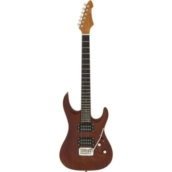Guitarra MAC-DLX com Topo Esculpido, Braço em Maple Thermo Treated 3P bolt-on e Escala em Rosewood Stained Brown Aria Guitarra MAC-DLX com Braço em Maple Thermo Treated 3P bolt-on e 24 Trastes Stained Brown Aria