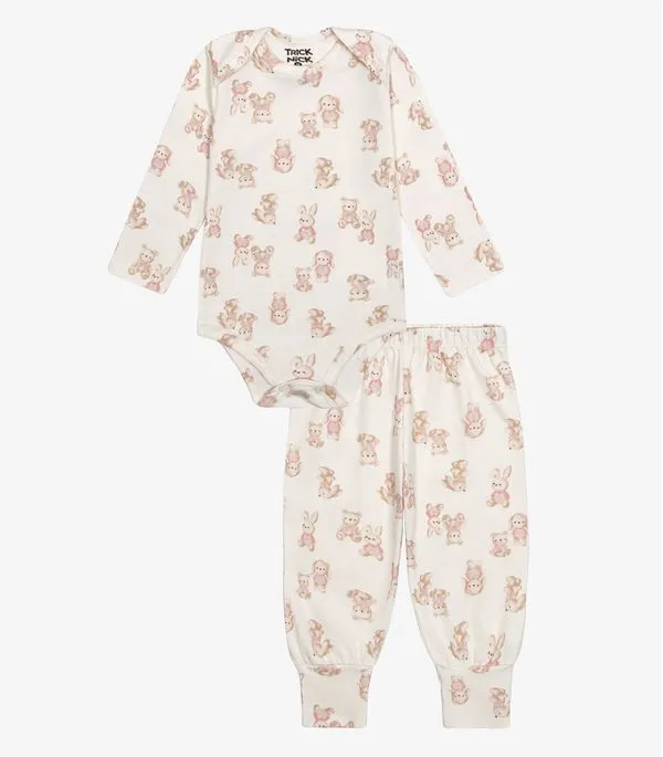 Conjunto Body com Calça Menina Trick Nick Bege P