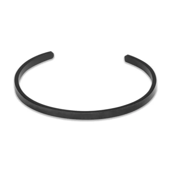 Bracelete Cuff Slim de Aço Preta - Personalizável Preto Único