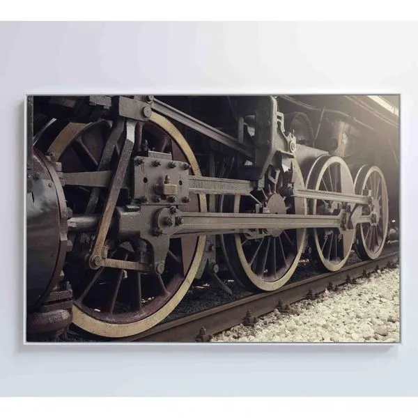 Quadro Rodas Trem Clássico 60x40 Cm Tecido Canvas