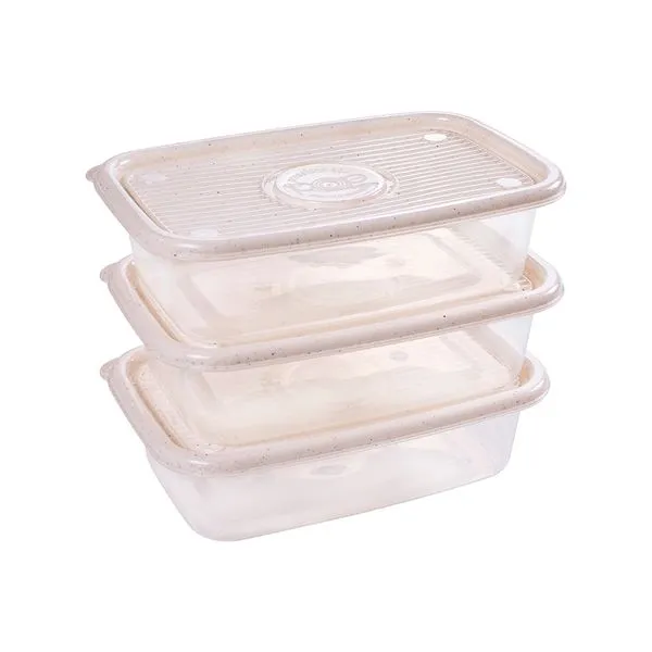 Conjunto Pote Pop Retangular 3 Peças 1,2 Litros 9453 - Plasútil