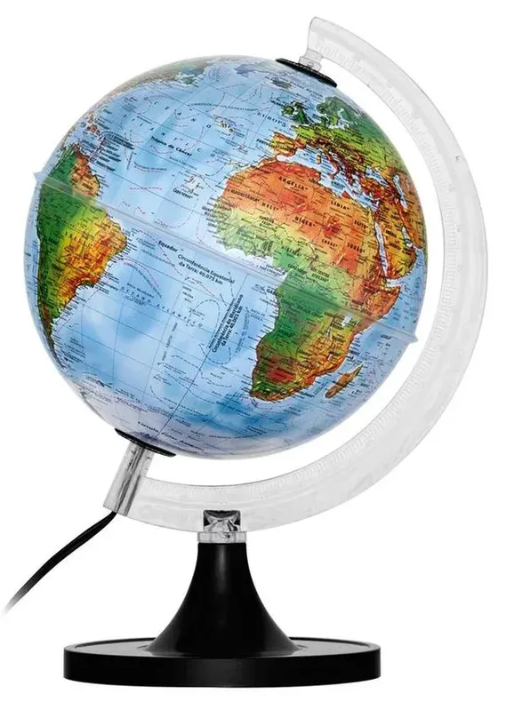 Globo Terreste Star Físico E Político 21cm Com Luz Com Led Branco