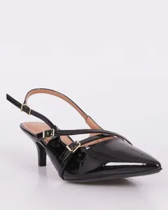 Scarpin Feminino Vizzano Envernizado Com Fivelas Preto 38
