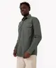 camisa oversized de sarja com bolsos manga longa verde escuro G