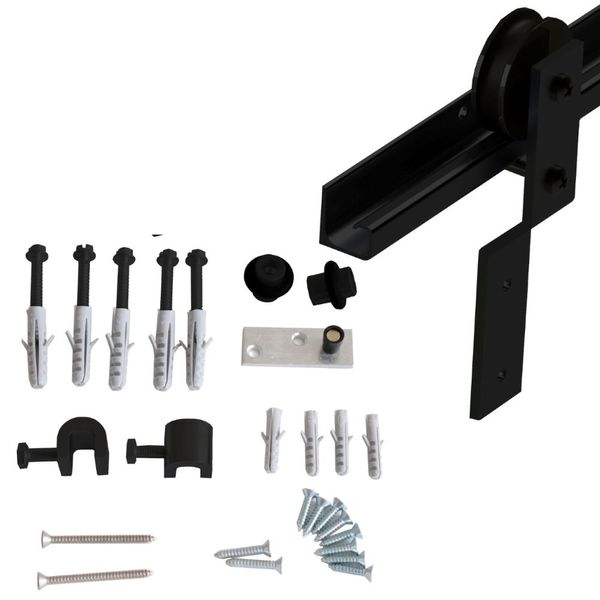 Kit para Porta de Correr Smart Até 30kg Geris Kit para Porta de Correr Smart Até 30Kg 1,5m Preto Fosco