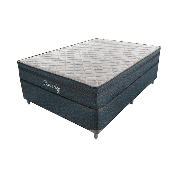 Conjunto Box Casal, Espuma D28, Euro Pillow e Mola, 138x188cm - Nova Blue
