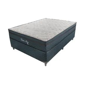 Conjunto Box Casal, Espuma D28, Euro Pillow e Mola, 138x188cm - Nova Blue