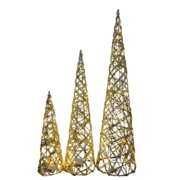 Jogo De Árvores Cromus Ouro 3 Peças 80cm 60cm 40cm 5582 (MP)