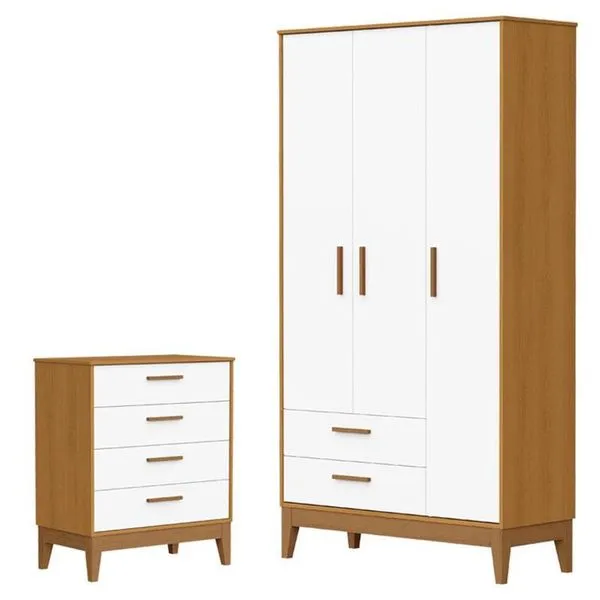 Guarda Roupa Infantil Flip 3 Portas Giratórias 2 Gavetas MDF com Cômoda Gaveteiro Branco Acetinado Savana Guarda Roupa Infantil Flip 3 Portas Giratórias 2 Gavetas MDF Branco Acetinado Savana