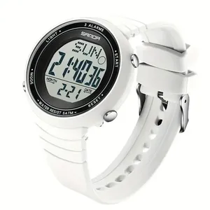 Relógio de Pulso Feminino Tela Eletrônica Grande Digital com Pulseira Silicone Branco Esportivo Sanda Relógio Feminino Tela Eletrônica Grande Digital Pulseira Silicone Branco Sanda
