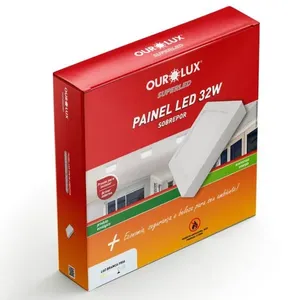Painel LED Super Eco Sobrepor Quadrado 32W Bivolt 6500K Branco 02914 Ourolux Painel LED Super Eco Sobrepor Quadrado 32W Bivolt 6500K Branco Ourolux