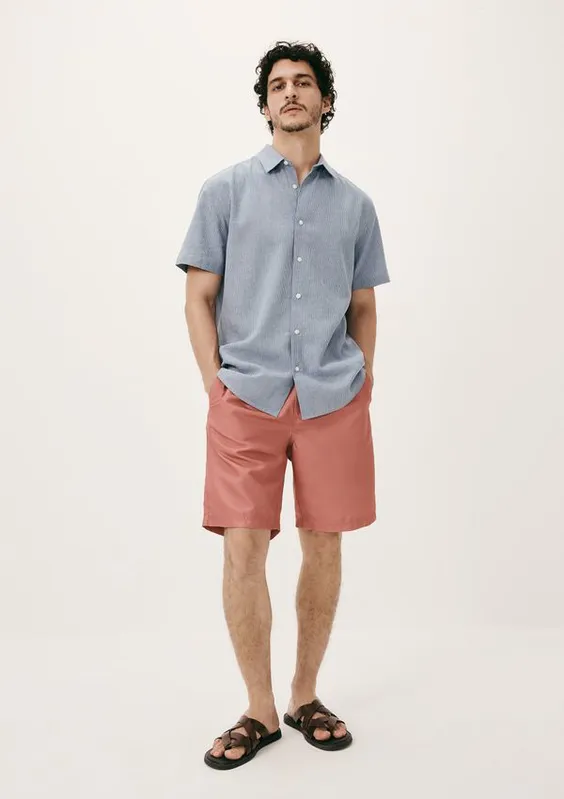 Bermuda Masculina Praia Reta - Rosa P