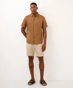 bermuda reta com linho bege 48