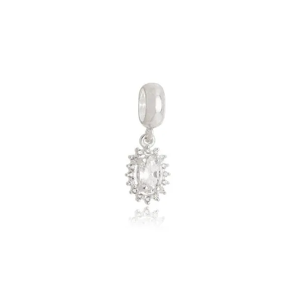 Berloque Ponto De Luz Oval Prata 925