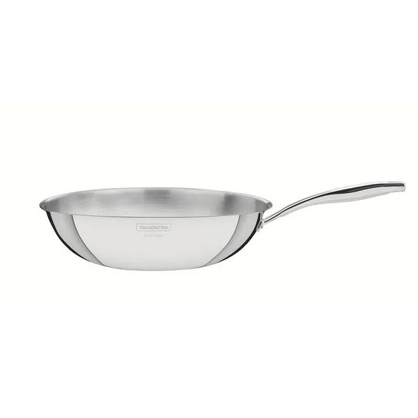 Panela Wok De Aço Inox Tramontina Grano Com Cabo (MP)