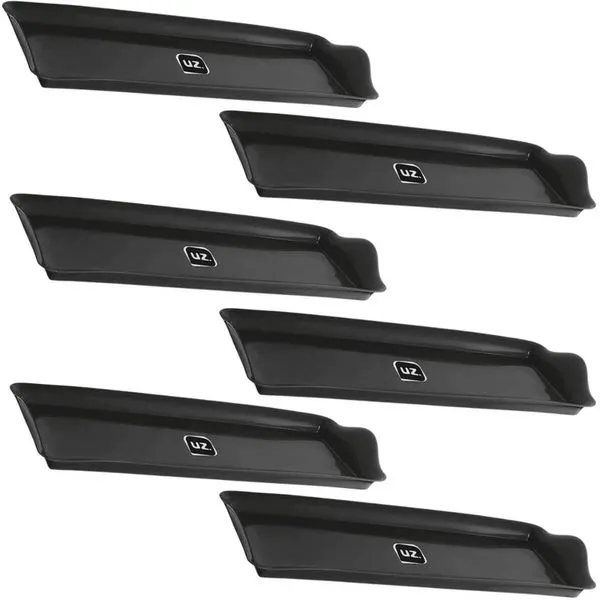 Kit 6 Bandejas Slim 38x16cm Pretas Uz Retangular Fast Food Plástico Rasa Refeitório