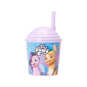 Copo Com Canudo 270ml Infantil Decorado Pony