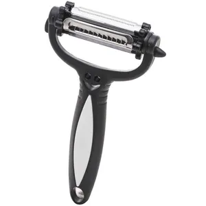 Descascador de Legumes 3 Lâminas Giratórias 15cm Preto Lyor Inox Plástico Manual Multifuncional