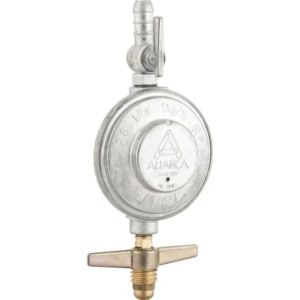 Regulador de Gás Blindado 1kg-h Modelo 504-01 sem Manômetro para Botijão P13 Até 13kg Aliança Importação Regulador de Gás Blindado 1kg-h 504-01 para Botijão P13 Até 13kg sem Manômetro Aliança Importação