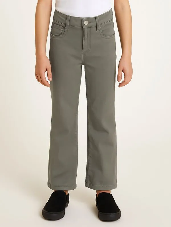 Calça Sarja Wide Leg Juvenil Para Menina - VERDE 12