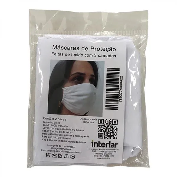 Máscara De Proteção Interlar Branco Com 2 Unidades Mascara De Protecao Interlar Branco Com 2 Unidades