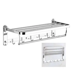 Toalheiro Varal Roupa Suporte Inox Prateleira Gancho