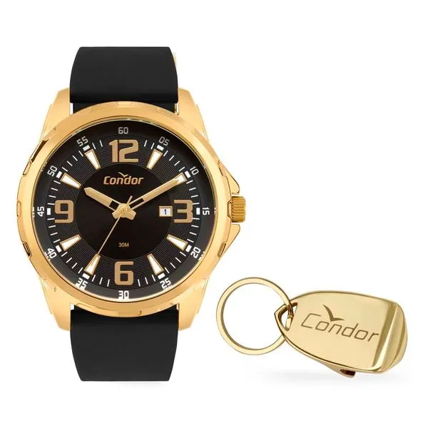 Kit Relógio Masculino Condor Dourado CO2036MWN/K4X