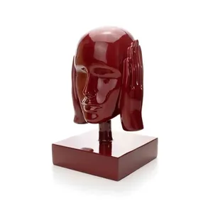 Escultura Decorativa Máscara Surdo Em Cerâmica Vermelho Ocre 25x15 Cm - D'rossi