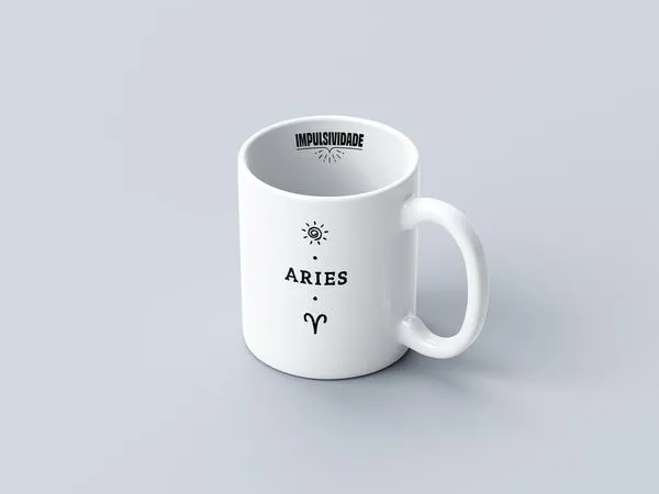 Caneca 325ml Branca Coleção Signos Aries
