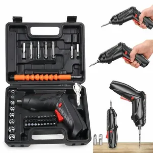 Kit de Parafusadeira Elétrica Recarregável 46 Peças com Eixo Flexível Maleta e Led Integrado Utimix Parafusadeira Elétrica Recarregável Kit 46 Peças com Cabeça Articulável e Usb para Recarga Utimix