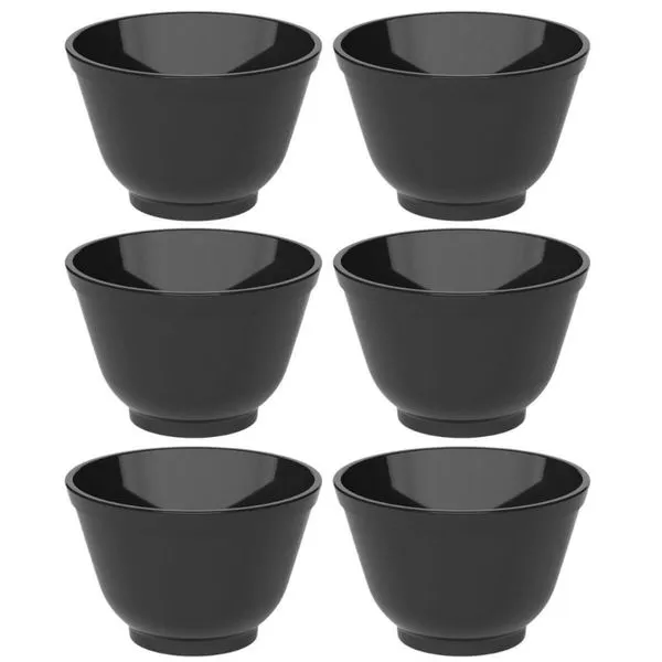 Kit 6 Cumbucas Bowl 450ml Tigela Preta de Plástico Sobremesa Açaí Cereais Salada Coza Uno
