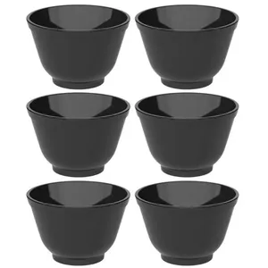 Kit 6 Cumbucas Bowl 450ml Tigela Preta de Plástico Sobremesa Açaí Cereais Salada Coza Uno