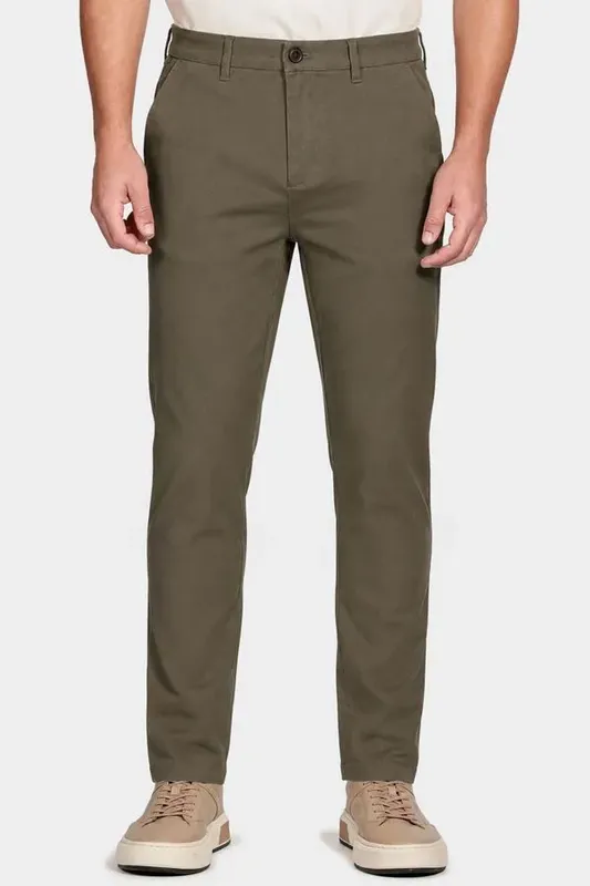 Calça New Slim Twill Classic Verde Militar - 38