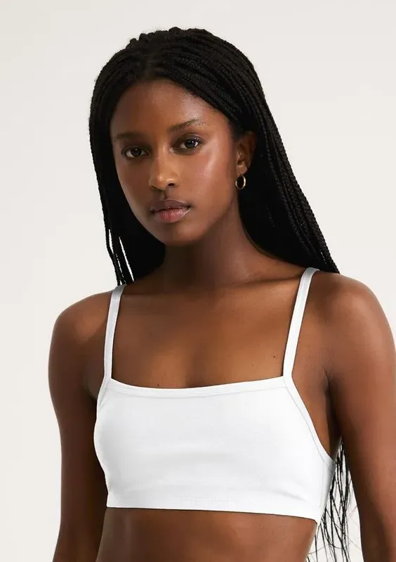 Top Alças Finas Com Elastano - Branco XP