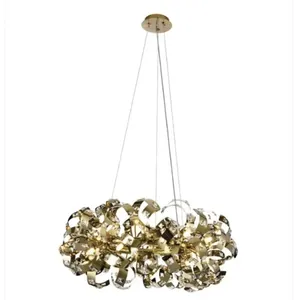 Pendente Dcd06213 com 18 Soquetes para Lâmpada G9 em Inox Dourado e Cristal Transparente Casa Chafariz Pendente Dcd06213 com Estrutura em Inox Dourado e Cristal Transparente Casa Chafariz