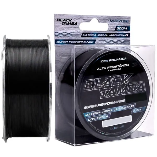 Linha de Pesca Monofilamento Black Tamba Alta Resistência à Abrasão 0,49MM 300M Preta Maruri Fishing Linha de Pesca Monofilamento Black Tamba 0,49MM 300M Baixa Memória Preta Maruri Fishing