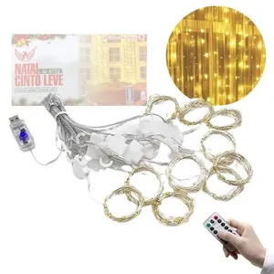 Cortina de Luz LED Pisca Cascata 3x3m 300 Leds Usb com Controle Remoto Amarelo AL-4752 Altomex Cortina de Luz LED Pisca Cascata 3x3m 300 Leds Usb com Controle Amarelo Altomex