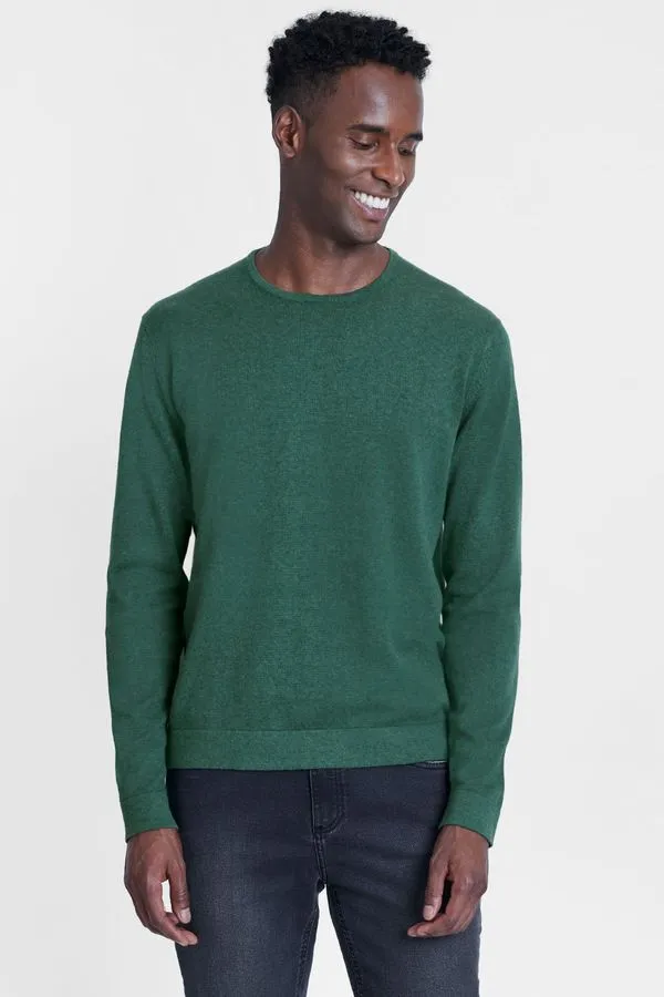 Tricot Gola Careca Manga Longa Verde Militar - P